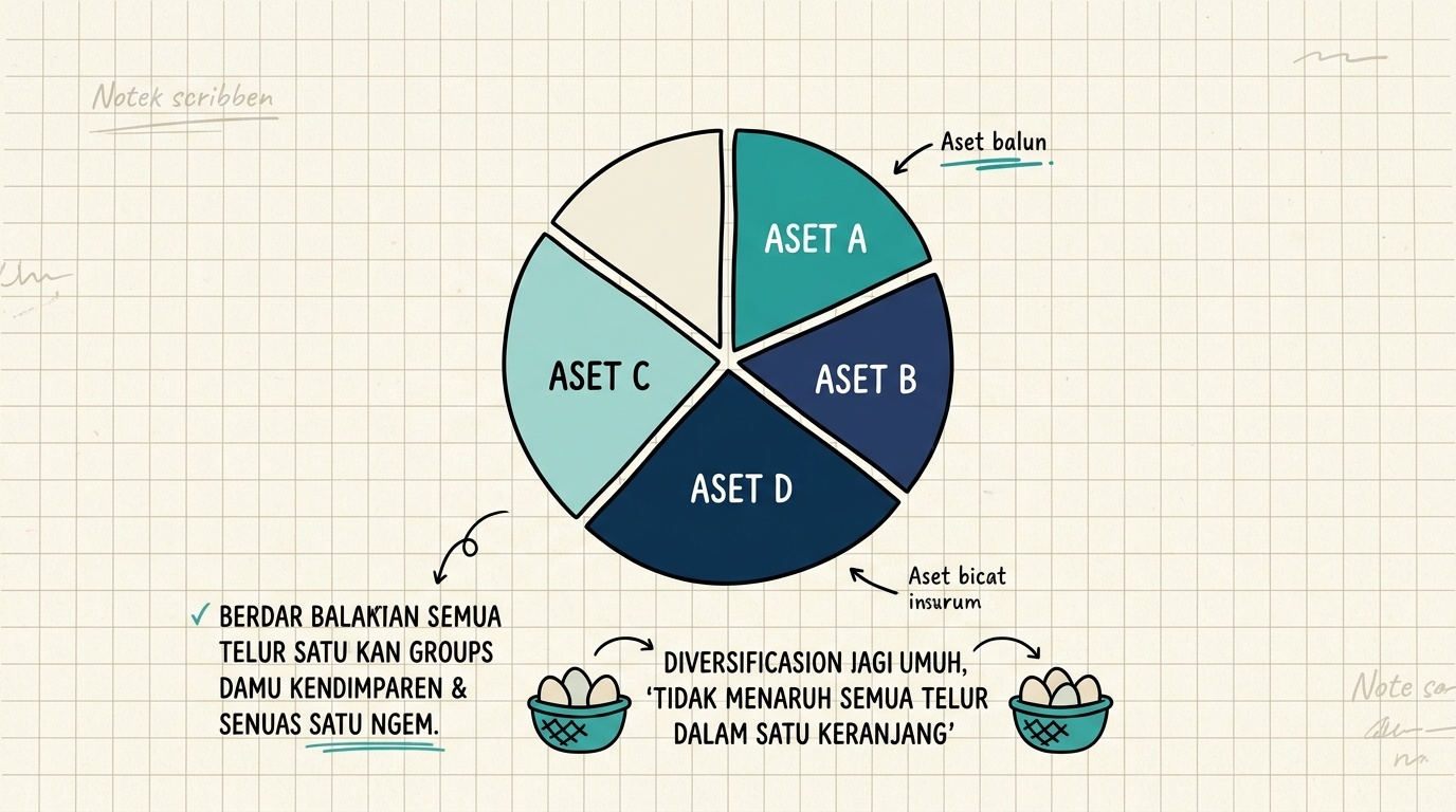 Diagram lingkaran sederhana yang menggambarkan pembagian proporsi antar kelas aset